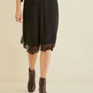 Amour Vert Black Sheer Sleeve Dress, bow tie